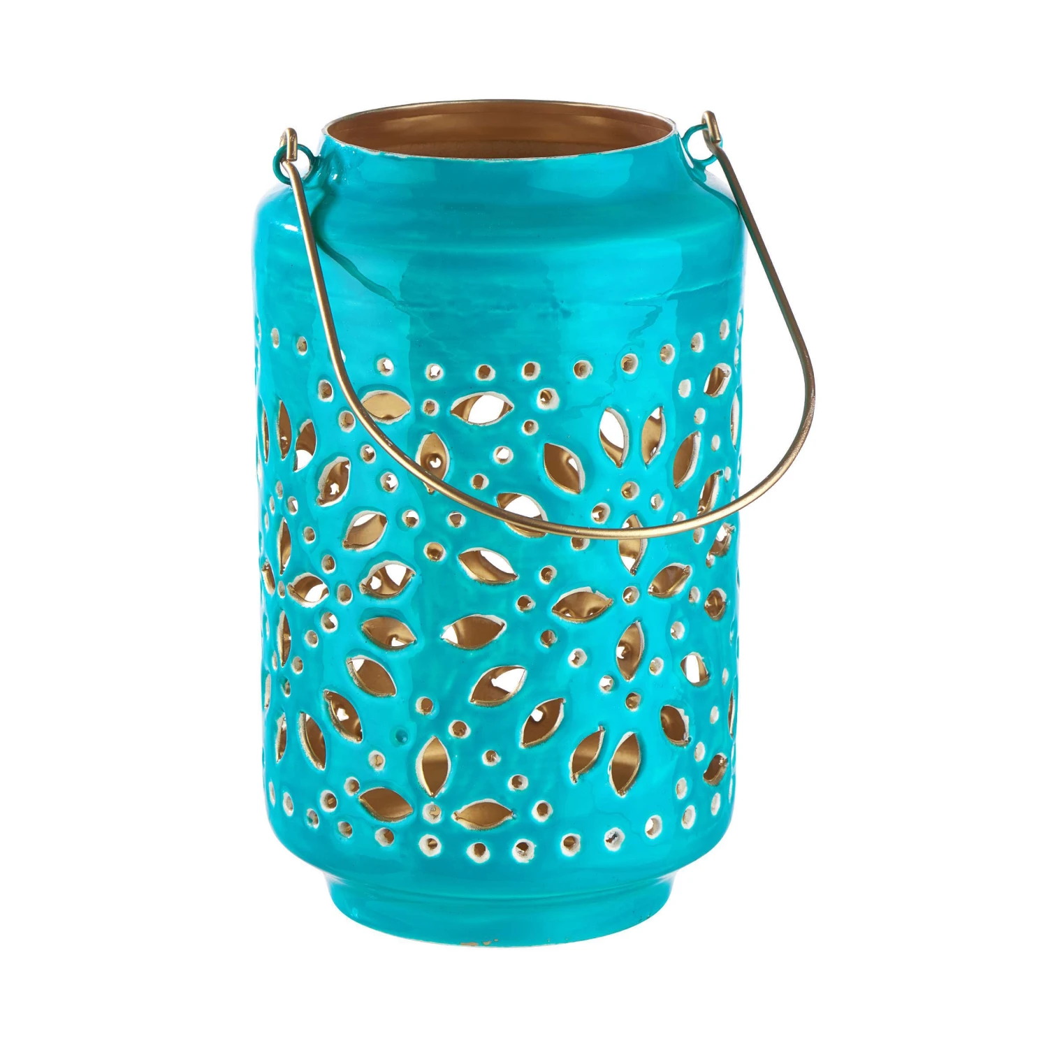 Laterne Höhe 25 Cm BLUE MAROCCO In Petrol-Gold 3 Laterne Höhe 25 Cm BLUE MAROCCO In Petrol-Gold