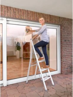 Wenko Alu-Design Klapptrittleiter 4-stufig Weiß In Weiß -Einrichtungsgeschäft wenko alu design klapptrittleiter 4 stufig weiss in weiss 8